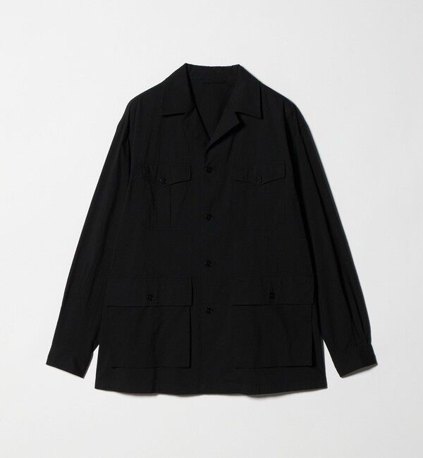 UNITED ARROWS「ギザコットン コードレーン サファリジャケット」|ミリタリージャケット|BLACK