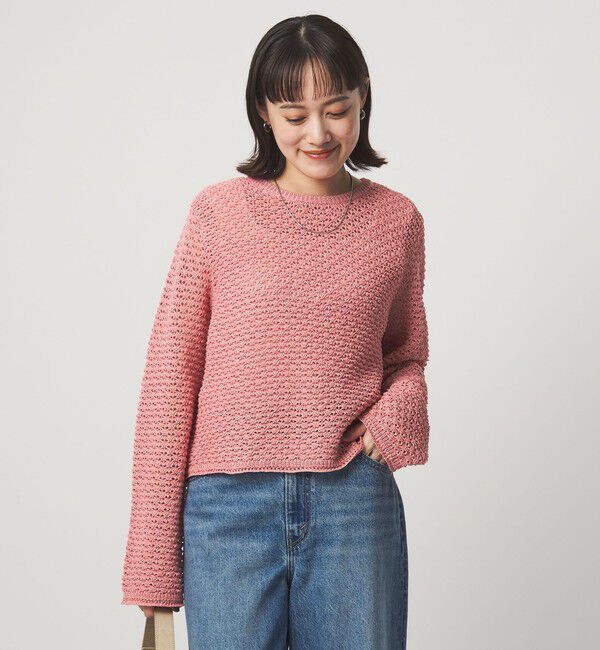 UNITED ARROWS green label relaxing「メッシュ ニット 2WAY プルオーバー ウォッシャブル」|ニット・セーター|PINK