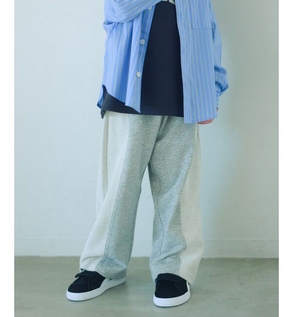 UNITED ARROWS green label relaxing「裏毛 切り替え ワイドパンツ / キッズ  100cm-160cm」|チノ|MD.GRAY