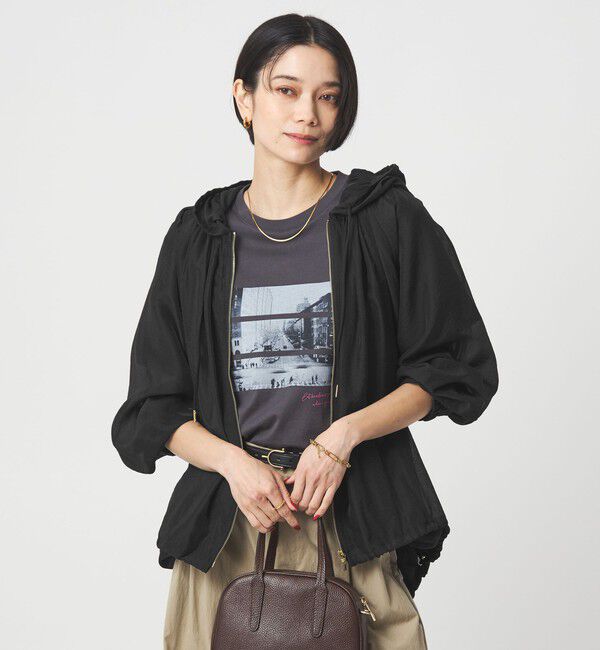 UNITED ARROWS green label relaxing「シアー ギャザー フード ブルゾン」|ブルゾン・スタジャン|BLACK