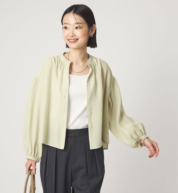 UNITED ARROWS green label relaxing「袖ボリューム ギャザー ブラウス マシンウォッシャブル 通気性」|シャツ・ブラウス|