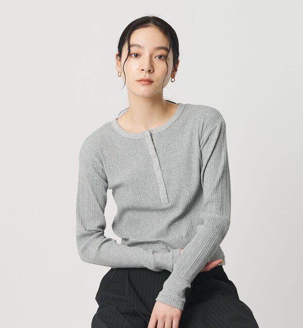 BEAUTY&YOUTH UNITED ARROWS「【WEB限定】ランダムリブ ヘンリーネック スナッププルオーバー」|Tシャツ・カットソー|MD.GRAY