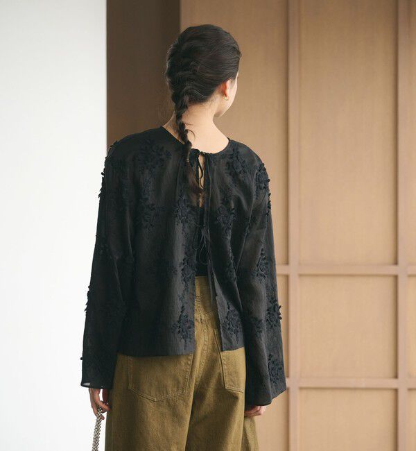 BEAUTY&YOUTH UNITED ARROWS「セルロースナイロン エンブロイダリーシャツ 2WAY」|シャツ・ブラウス|BLACK