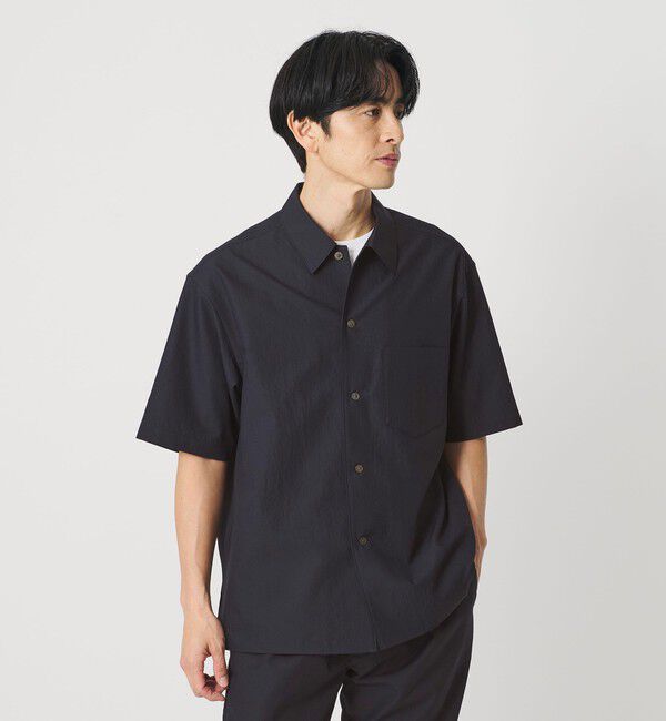 BEAUTY&YOUTH UNITED ARROWS「KOMATSU PACK キャンプカラー ショートスリーブ シャツ GRANDE型 セットアップ対応 撥水 ウォッシャブル」|シャツ・ブラウス|NAVY
