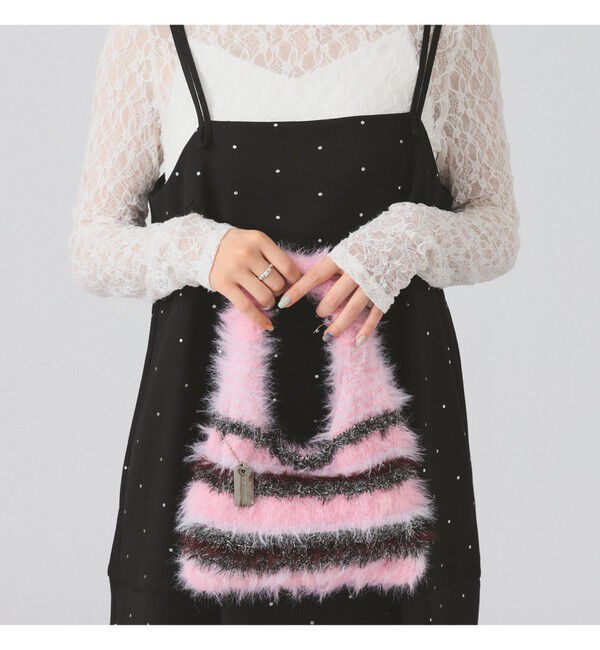 Ray BEAMS 「シャギー ボーダー ニット バッグ」|ハンドバッグ|