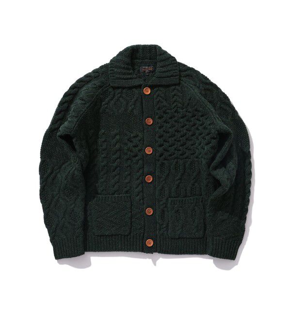 BEAMS PLUS「BEAMS PLUS / Cardigan Alan Patchwork」|カーディガン|GREEN