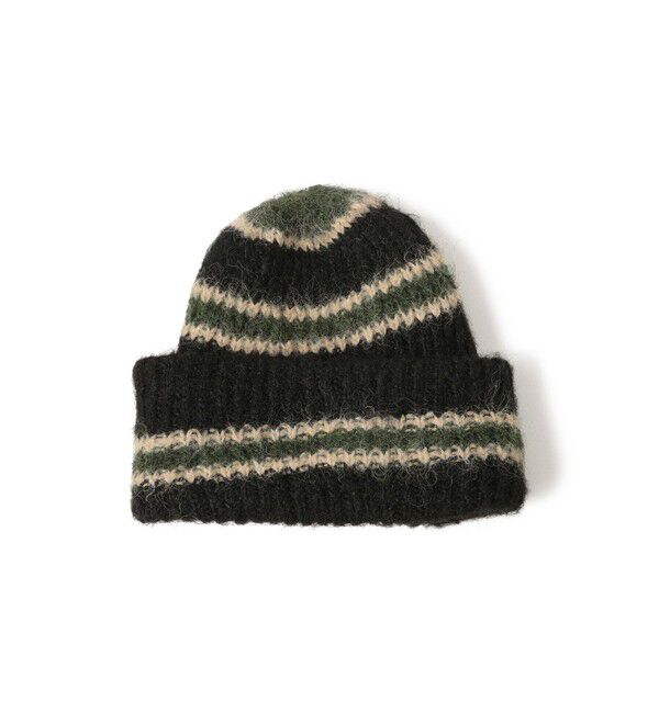 BEAMS「シャギー ボーダー ワッチキャップ」|キャップ・キャスケット|BLACK