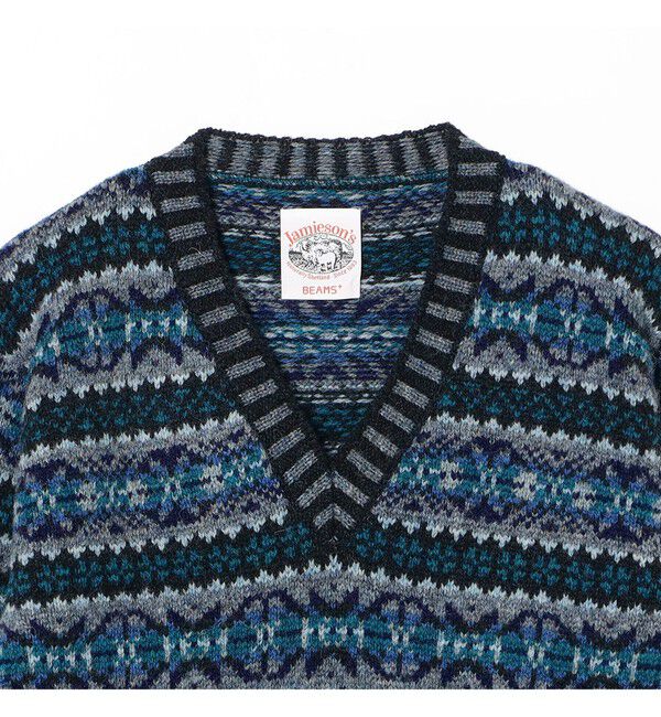 BEAMS PLUS「【別注】Jamieson&rsquo;s / Fairisle Deep V-Neck Sweater」|ニット・セーター|