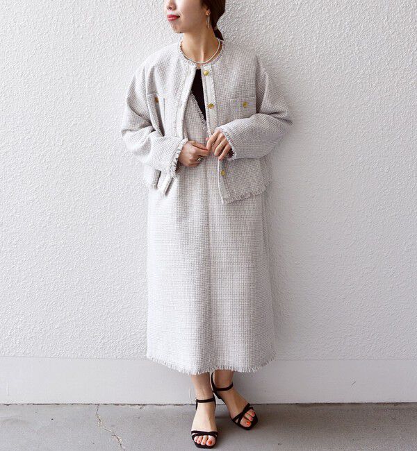 SHIPS any「SHIPS any: ツイード Aライン ジャンパースカート」|ワンピース|