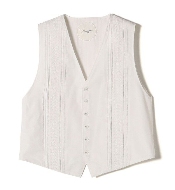 SHIPS for women「【SHIPS別注】Pheeta:〈手洗い可能〉ピンタック ショート ベスト」|ベスト・ジレ|ホワイト
