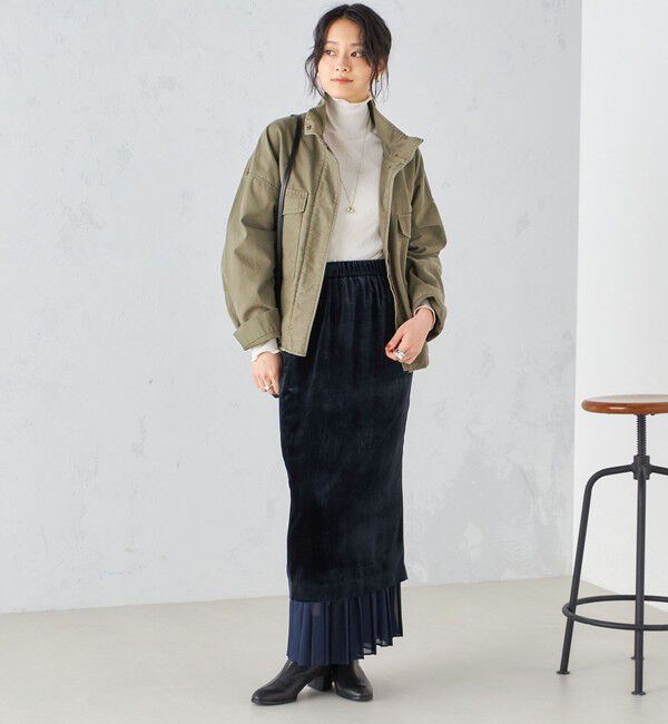 SHIPS for women「〈洗濯機可能〉ミリタリー バックサテン スタンドカラー ブルゾン」|ミリタリー・モッズコート|