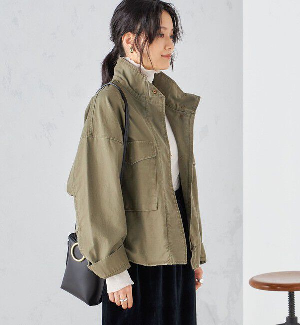 SHIPS for women「〈洗濯機可能〉ミリタリー バックサテン スタンドカラー ブルゾン」|ミリタリー・モッズコート|
