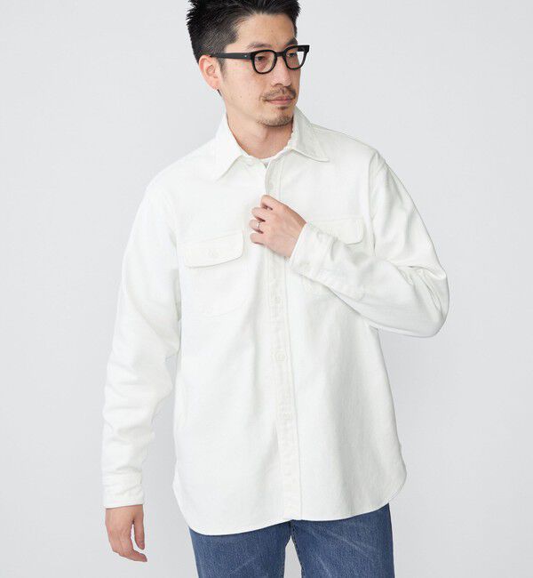 SHIPS「SHIPS: レギュラーカラー Wポケット ヘビーネル ワークシャツ」|シャツ・ブラウス|ホワイト