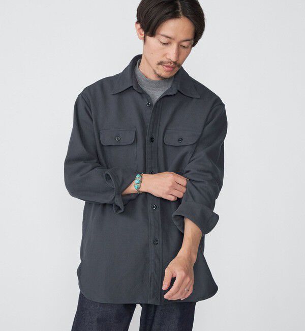SHIPS「SHIPS: レギュラーカラー Wポケット ヘビーネル ワークシャツ」|シャツ・ブラウス|ダークグレー