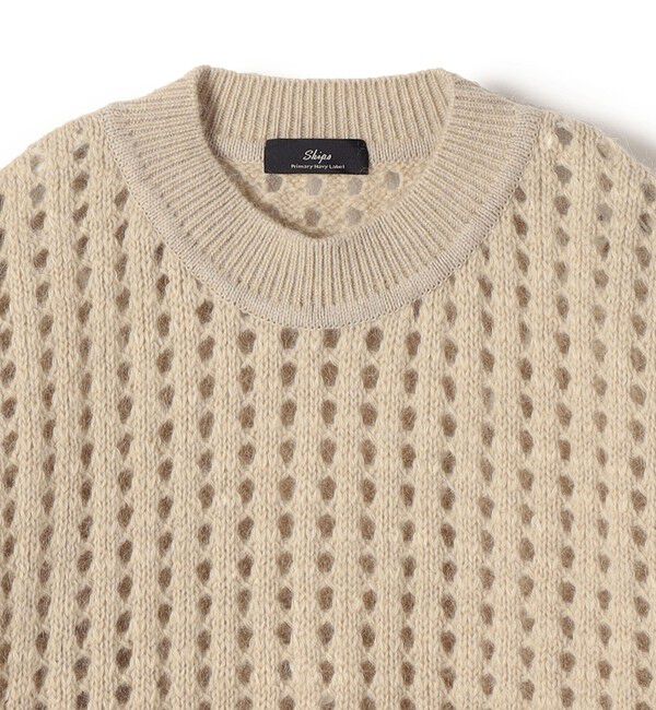 SHIPS for women「SHIPS Primary Navy Label:〈手洗い可能〉メッシュ ニット プルオーバー」|ニット・セーター|