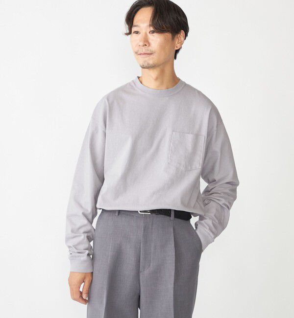 SHIPS「SHIPS: COTTON USA ポケット 長袖 Tシャツ ロンT」|Tシャツ・カットソー|ヘザーグレー