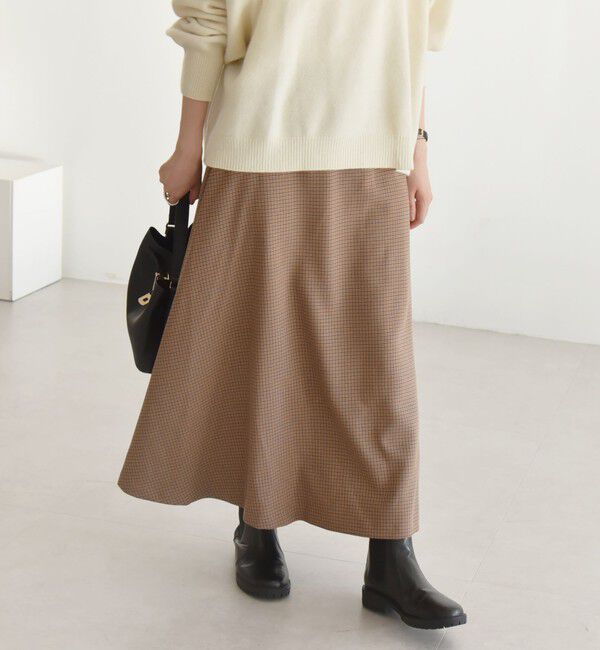 quaranciel「quaranciel:〈洗濯機可能〉チェック Aライン セミフレア スカート」|フレア|
