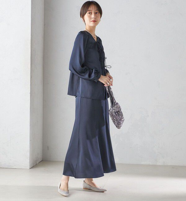 SHIPS for women「【SHIPS別注】troisiemeCHACO:〈手洗い可能〉サテン リボン ブラウス（セレモニー対応可）」|シャツ・ブラウス|