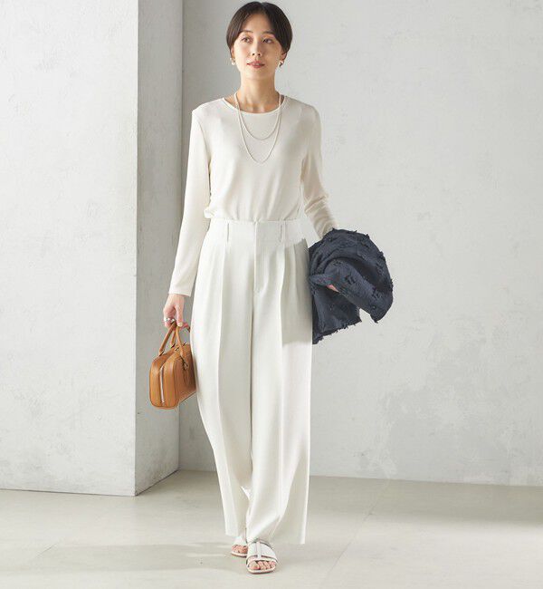 SHIPS for women「〈洗濯機可能〉ストレッチ リブ ロング スリーブ TEE」|Tシャツ・カットソー|