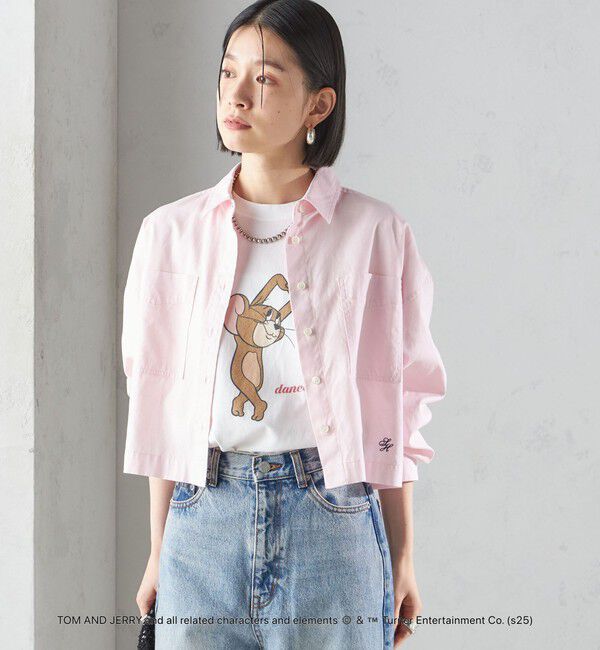 SHIPS for women「〈洗濯機可能〉ピン オックス 刺繍 クロップド シャツ」|シャツ・ブラウス|