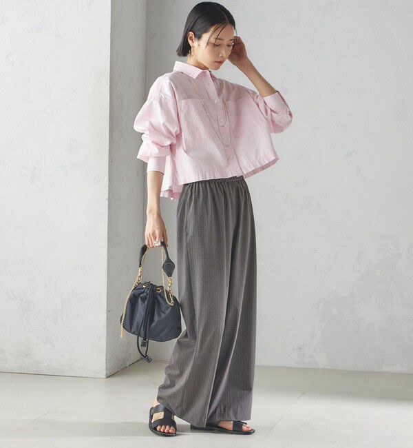 SHIPS for women「〈洗濯機可能〉ピン オックス 刺繍 クロップド シャツ」|シャツ・ブラウス|