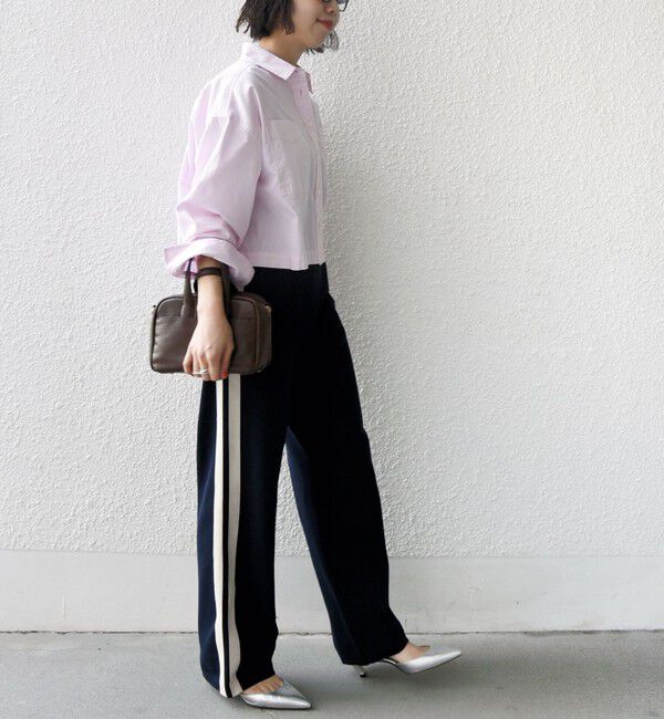 SHIPS for women「〈洗濯機可能〉ピン オックス 刺繍 クロップド シャツ」|シャツ・ブラウス|