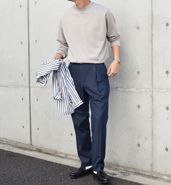 SHIPS any「SHIPS any: デザイン リブ ハイゲージ ポンチ クルーネック Tシャツ (ロンT)◇」|Tシャツ・カットソー|