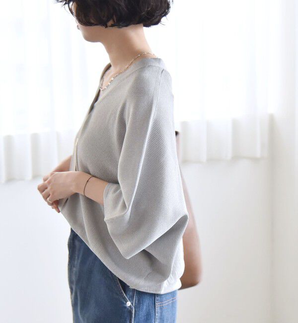 quaranciel「quaranciel:〈手洗い可能〉シアー ラメ ドルマン リブ ニット カーディガン」|カーディガン|