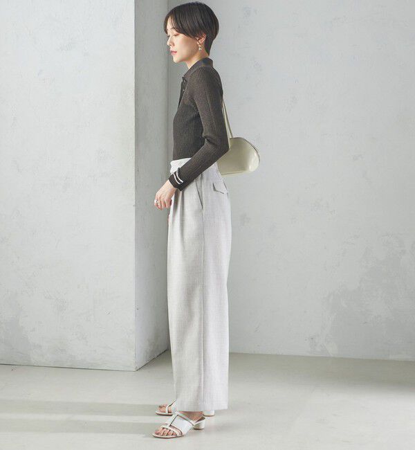 SHIPS for women「〈手洗い可能〉シアー リブ 長袖 ポロ ニット」|ニット・セーター|