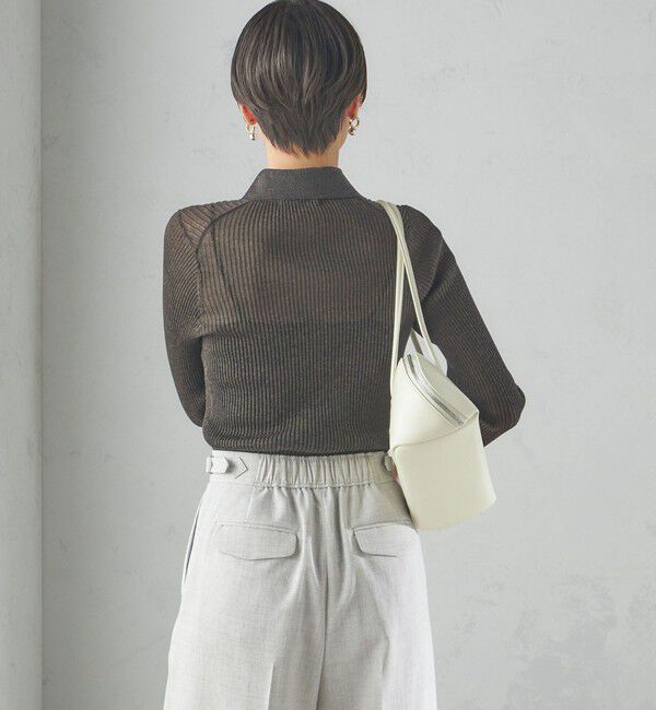 SHIPS for women「〈手洗い可能〉シアー リブ 長袖 ポロ ニット」|ニット・セーター|