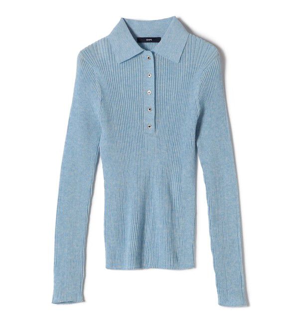 SHIPS for women「〈手洗い可能〉シアー リブ 長袖 ポロ ニット」|ニット・セーター|