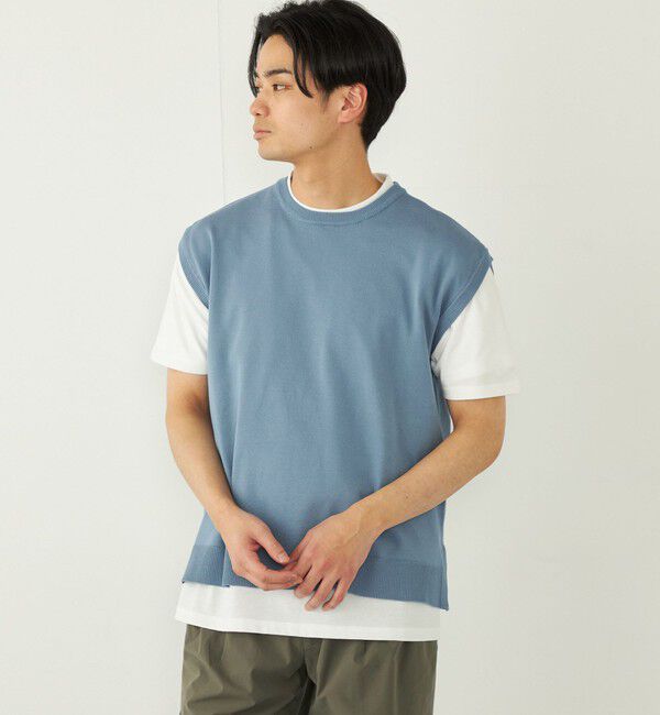 SHIPS Colors 「SHIPS Colors:〈洗濯機可能〉ベスト Tシャツ アンサンブル◇」|ニット・セーター|ブルー
