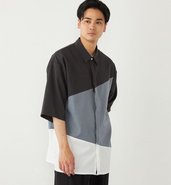 SHIPS Colors 「SHIPS Colors:〈洗濯機可能〉比翼 ブロッキング シャツ」|シャツ・ブラウス|ダークグレー