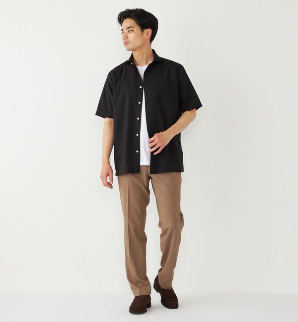 SHIPS Colors 「SHIPS Colors:ノーアイロン ウールライク ワイドカラー ショートスリーブ シャツ」|シャツ・ブラウス|