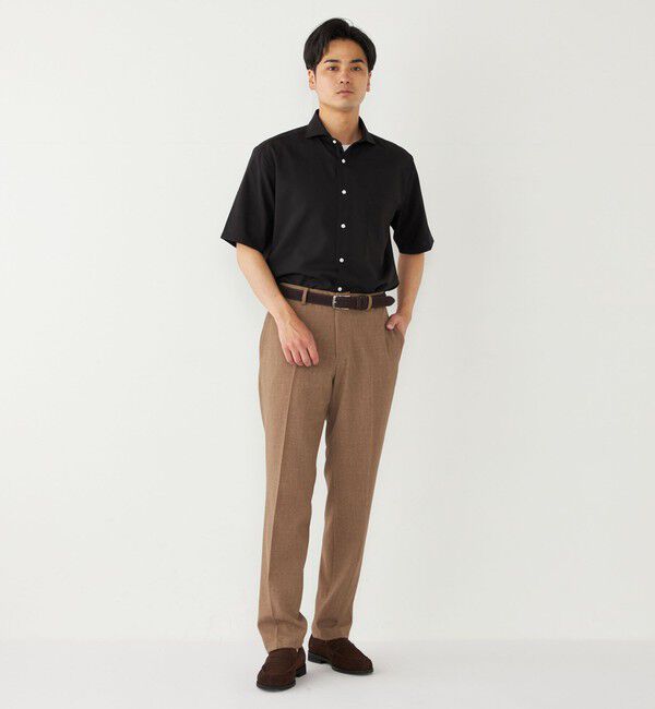 SHIPS Colors 「SHIPS Colors:ノーアイロン ウールライク ワイドカラー ショートスリーブ シャツ」|シャツ・ブラウス|