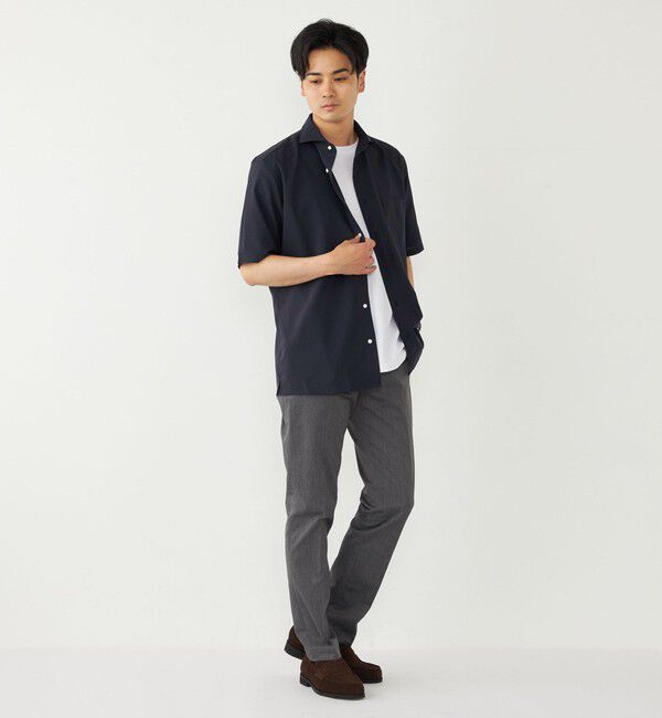 SHIPS Colors 「SHIPS Colors:ノーアイロン ウールライク ワイドカラー ショートスリーブ シャツ」|シャツ・ブラウス|