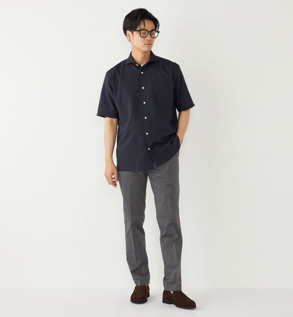 SHIPS Colors 「SHIPS Colors:ノーアイロン ウールライク ワイドカラー ショートスリーブ シャツ」|シャツ・ブラウス|