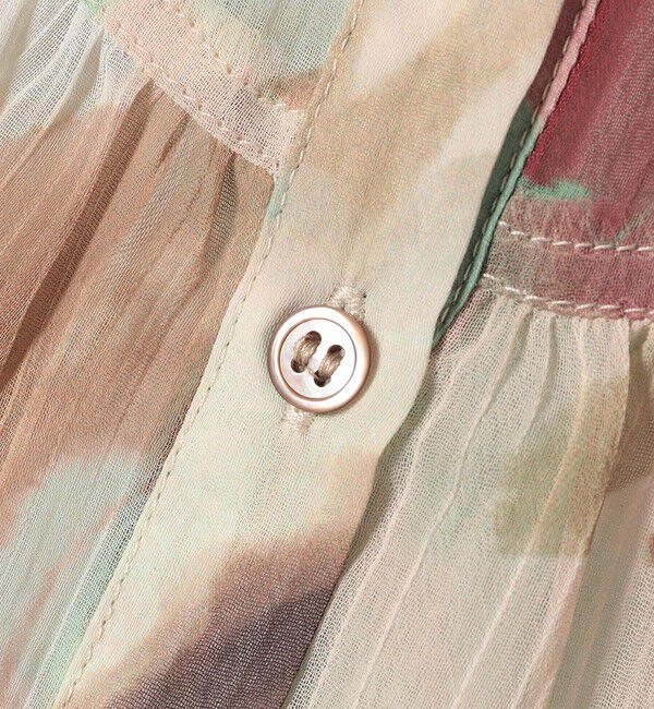 quaranciel「quaranciel:〈洗濯機可能〉シアー フラワー プリント ノーカラー ヨーク シャツ ブラウス」|シャツ・ブラウス|