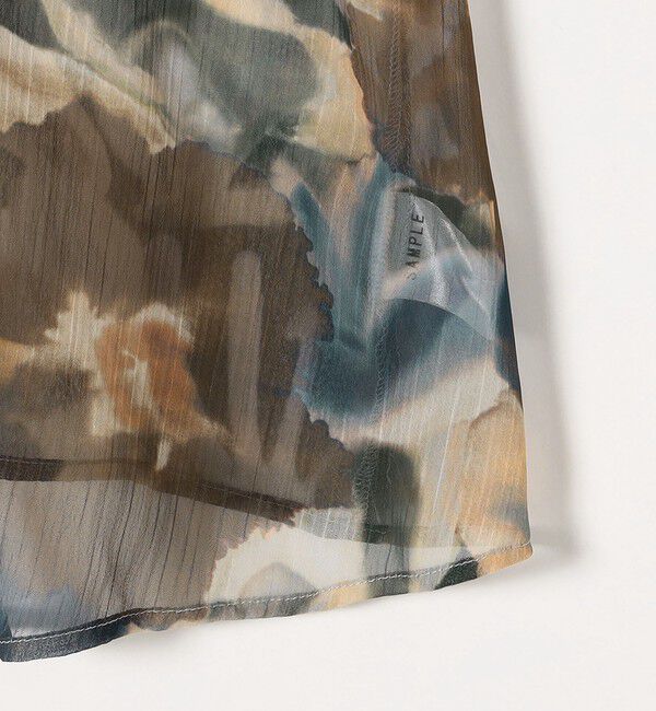 quaranciel「quaranciel:〈洗濯機可能〉シアー フラワー プリント ノーカラー ヨーク シャツ ブラウス」|シャツ・ブラウス|