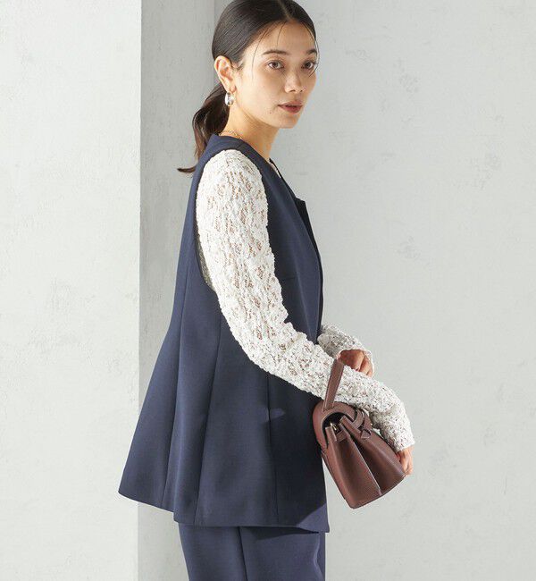 SHIPS for women「〈洗濯機可能 / セレモニー対応可〉ポリエステル レーヨン ダンボール ジレ」|ベスト・ジレ|