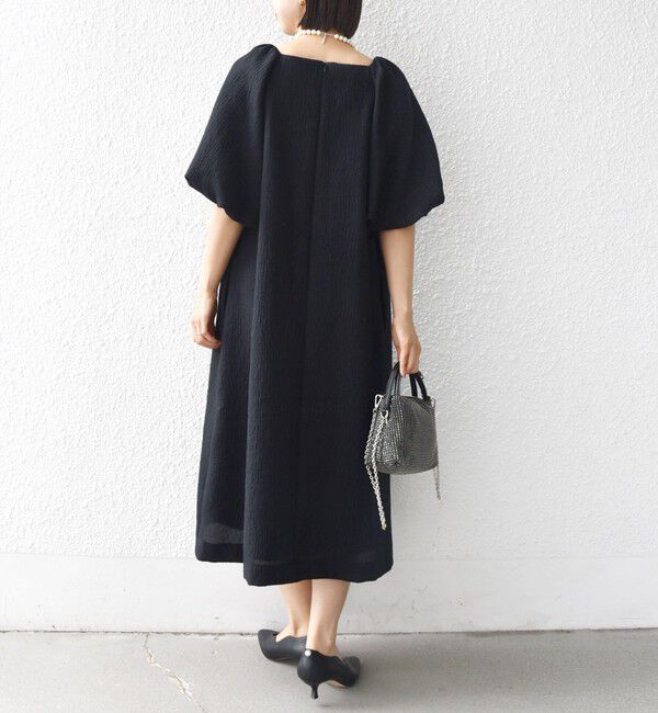 SHIPS for women「troisiemeCHACO:〈手洗い可能〉ジャカード パフ スリーブ（セレモニー対応可）」|ワンピース|