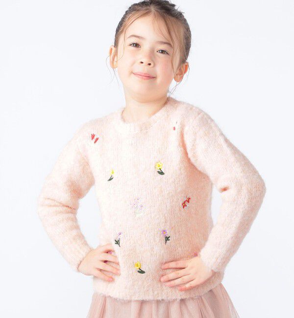 SHIPS KIDS「SHIPS KIDS:100～130cm /〈洗濯機可能〉シャギー エンブロイダリー ニット」|ニット・セーター|