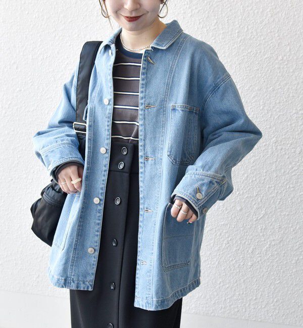 SHIPS any「SHIPS any:〈洗濯機可能〉ルーズ デニム カバーオール ジャケット［SHIPS any DENIM］」|デニムジャケット|