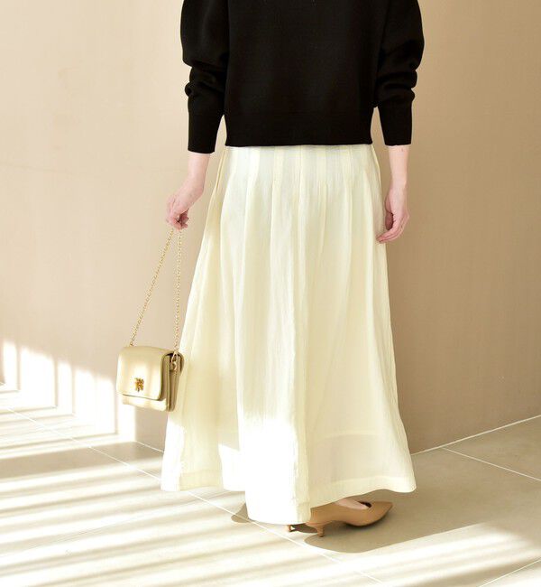 quaranciel「quaranciel:〈洗濯機可能〉ナイロン ステッチ タック フレア スカート」|スカート|