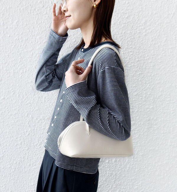 SHIPS for women「〈手洗い可能〉ポリエステル ベロア ボーダー パール モチーフ ボタン カーディガン」|カーディガン|