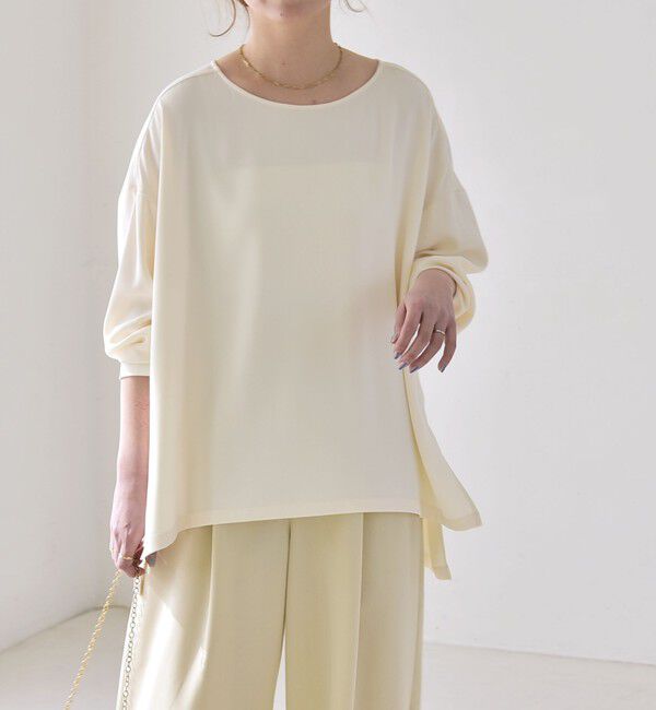 quaranciel「《予約》quaranciel:〈洗濯機可能〉ジョーゼット ニュアンス  T-ブラウス」|シャツ・ブラウス|