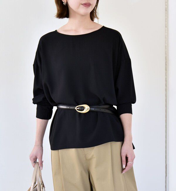 quaranciel「《予約》quaranciel:〈洗濯機可能〉ジョーゼット ニュアンス  T-ブラウス」|シャツ・ブラウス|