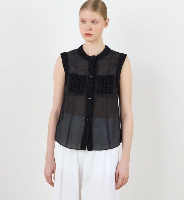 DES PRES「コットンシルクローン スリーブレスブラウス」|シャツ・ブラウス|