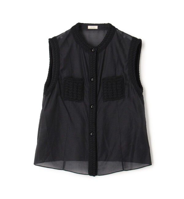 DES PRES「コットンシルクローン スリーブレスブラウス」|シャツ・ブラウス|69 ネイビー