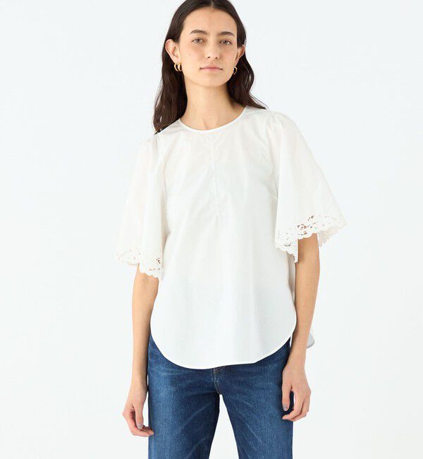 MACPHEE「エンブロイダリーレース ワイドプルオーバーブラウス」|シャツ・ブラウス|